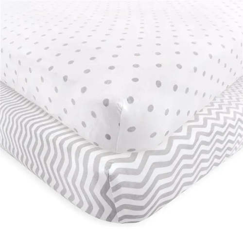 Luvable Friends - Unisex Baby Fitted Crib Sheet, Gray Chevron Dot