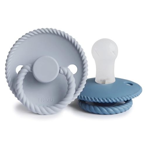 Frigg Rope SilkySoft Silicone Baby Pacifier | Made in Denmark | BPA-Free (Ocean View/Powder Blue, 0-6 Months)