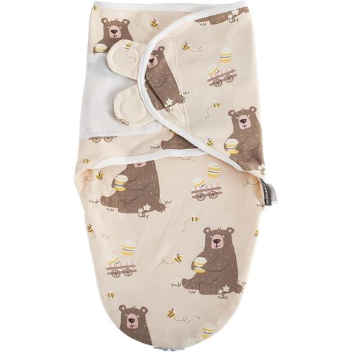 HOUSBAY Baby Swaddle Blanket Boy Girl Super Soft 100% Cotton Newborn Adjustable Swaddles 2-Way Zipper Sleep Sack 1 Pack (Honey Bear, Small/Medium | 0-3 Months)