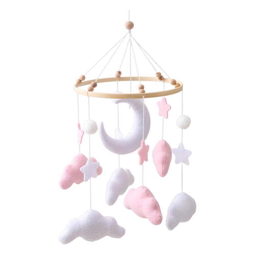 YIFAEUX Baby Cloud Mobile for Crib Handmade Felt Nursery Decor with Stars Moon Soft Stroller Hanging Toy Gift for Boys Girls