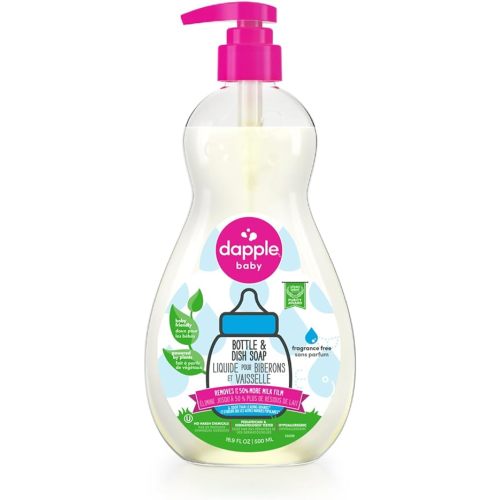 Dapple Baby - Bottle & Dish Soap, Plant Based Bottle Cleaner, Baby Safe Liquid Dish Soap, Fragrance Free Scented - While, 500 ml (Pack of 1)