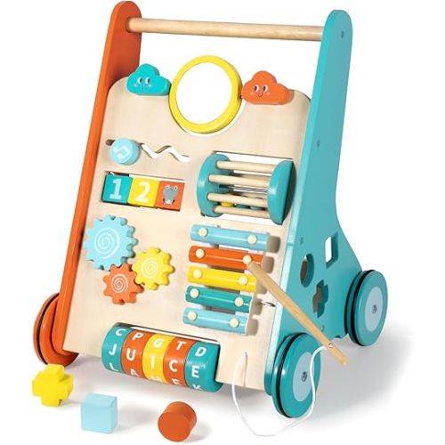 Wooden Baby Walker, Montessori Walker for Babies 6-12 Months, Push Walking Toys for 1 Year Old Learning to Walk