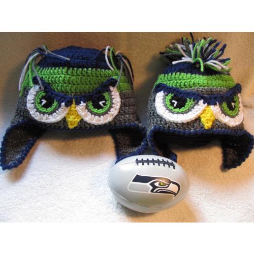 Crochet Mr or Mrs Seahawk Hats - Mohawk or Ponytails - Baby to Adult Sizes AND Dogs!!