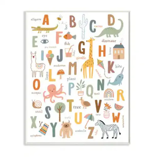 Stupell Industries Fun Educational ABC Chart Cute Animals Wood Wall Plaque, Size: 13" x 19" | Michaels