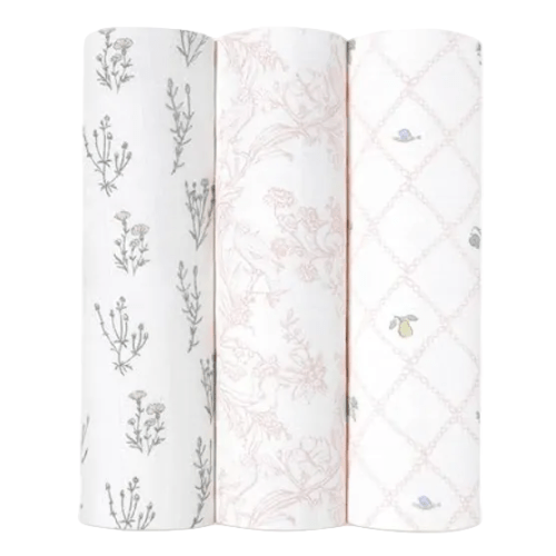 Aden + Anais Silky Soft Swaddles, 3 Pack, French Floral