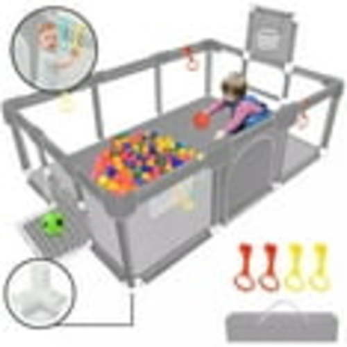 HioHa Large Baby Playpen, Big Playard with Basketball Hoop, Portable Play Yard Baby Fences with Storage Bag for Infant Toddler