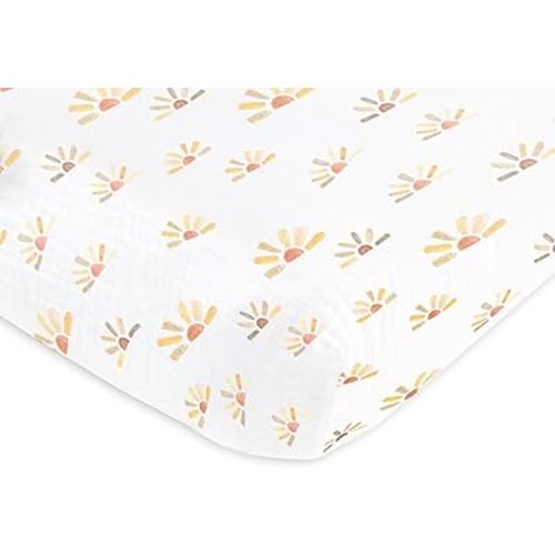 SwaddleDesigns Softest Cotton Muslin Fitted Crib Sheet, Toddler Sheet for Boys & Girls, Fits Standard Crib Mattress (28 x 52 inches), Watercolor Sunny Days