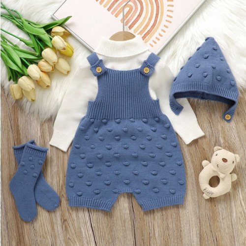 SHEIN Baby Boy Casual Knit Romper, Autumn/Winter Knitted Baby Outfit Blue Blue Baby Outfit Baby Boy Winter Clothes Newborn Boy Clothes Toddler Boy Blue Outfit Fall