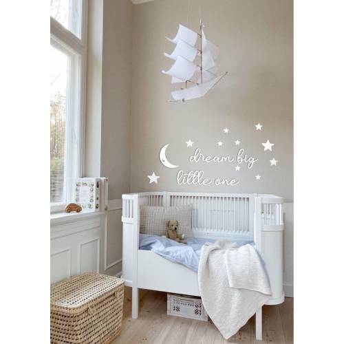 Dream Big Little One Wood Sign: Moon and Stars Nursery Decor