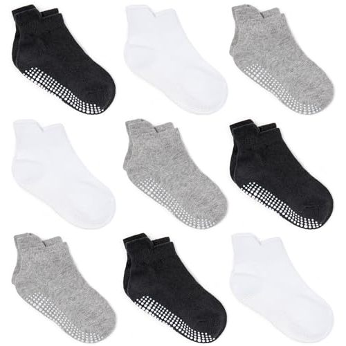 Zaples Baby Non Slip Grip Ankle Socks with Non Skid Soles for Infants Toddlers Kids Boys Girls