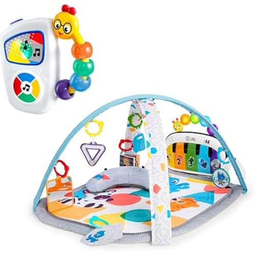 Baby Einstein Kickin Tunes 5-in-1 Bundle, Music & Language Discovery Gym & Take Along Musical Baby Toy, for Ages 0 Months and Up