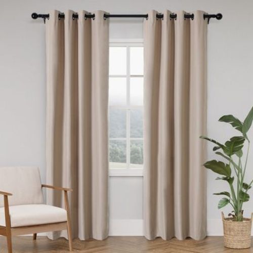 Awesome Home Soft Cotton Feel Twill Polyester Blackout Grommet Pair (2 panels)
