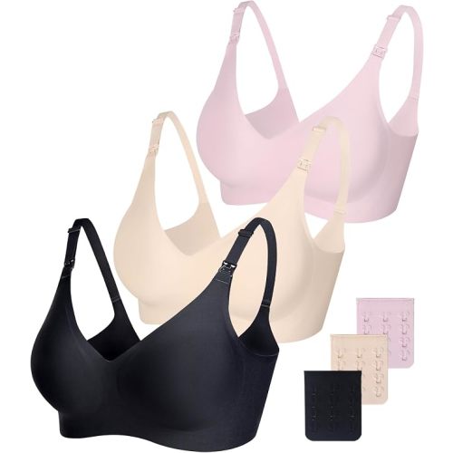 Vinfact Smooth Nursing Bras for Breastfeeding Seamless Maternity Bras for Pregnancy Wireless Bralette with Extra Bra Extender