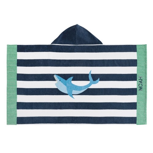 Rugby Stripe Shark Beach Hooded Towel UPF 50+