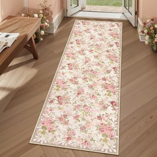 Floral Pink Nursery Rug Runner - 2x6