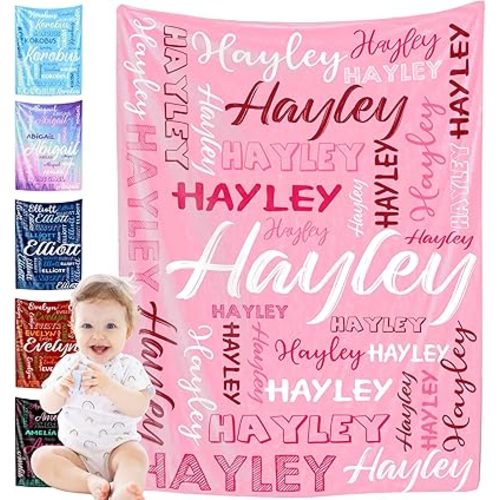 Custom Name Blanket for Baby Boys Girls, Personalized Baby Name Throws Blankets, Customize Blanket Gifts for Kids Newborn Men Women
