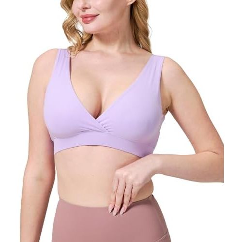 netdraw Buttery Soft Bamboo Viscose Nursing Sleep Bra, Seamless Crossover Wireless Breastfeeding Comfy Materinity Bralette