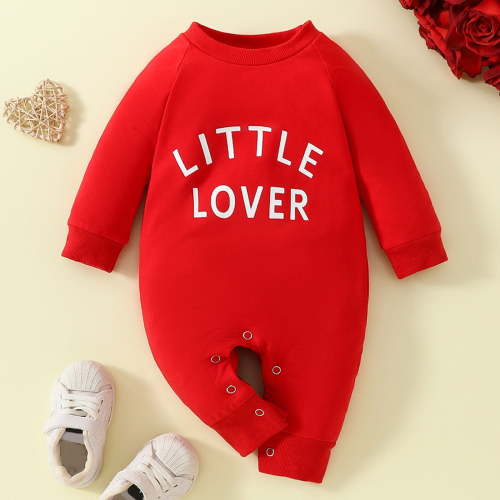 WOYY Newborn Boys Valentine's Day Romper Long Sleeve Letter Print Onesie Jumpsuit One-Piece