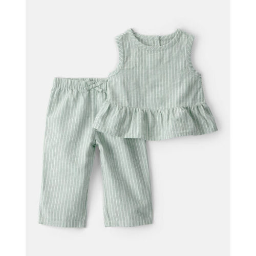 Baby Girl 2-Piece Sleeveless Tee & Pant Set - Green - Carter's | Carter's