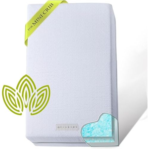 Organic Cotton Dual-Sided Mini Crib Mattress, 38x24x3 Premium Memory Foam 2-Stage CertiPUR-US Hypoallergenic Baby Mattress Firm Support for Infant Cooling Gel for Toddler Waterproof & Washable Cover