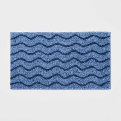 Wave Kids' Bath Rug Navy - Pillowfort™: Tufted Cotton Bath Mat, 1'8"x2'10", OEKO-TEX Certified, Machine Washable