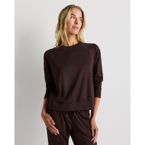 Flowknit Pullover Crew in Heather Coffee Bean Brown