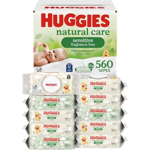 Huggies Natural Care Sensitive Baby Wipes, Unscented, 10 Packs, 560 Wipes