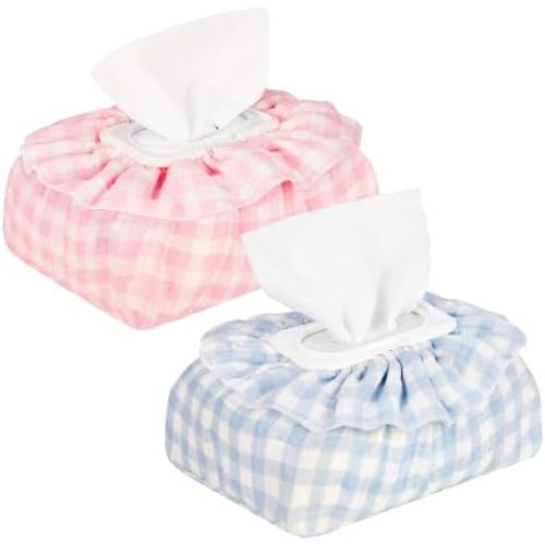 Baby Wipes Cover, Muslin Cotton Wipes Dispenser, Pink and Blue