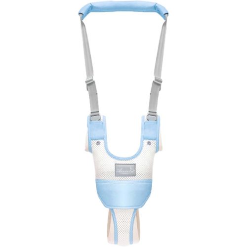 KIYUMI Baby Walking Harness Adjustable Handheld Kids Walker Helper Assistant Belt for Learning Walk Trainer Tool Walking Wing, 3D Mesh Blue