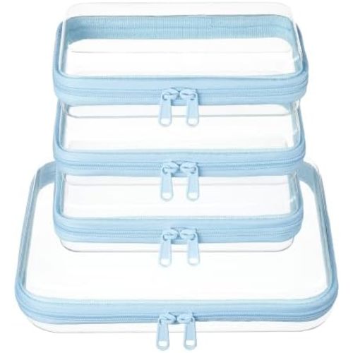 Clear Zipper Pouches, Hard Shell Zipper Case (M+3S)