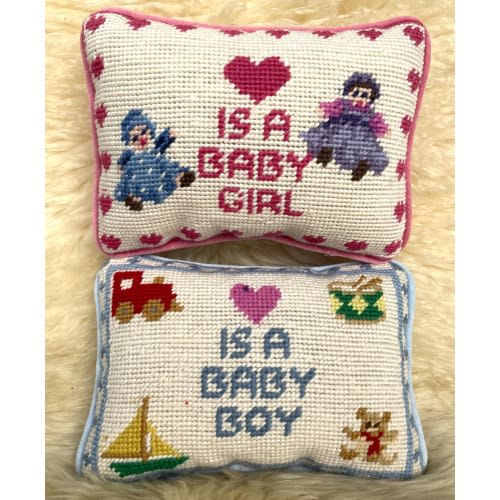 Mini Handmade Wool Needlepoint Pillows, Baby Girl Boy Gift, Embroidered Cushion, Nursery Decor, Nursery Decor - Vintage inspired