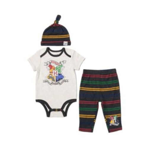 Baby Boys Gryffindor Hufflepuff Ravenclaw Bodysuit Pants and Hat 3 Piece Outfit Set Newborn to