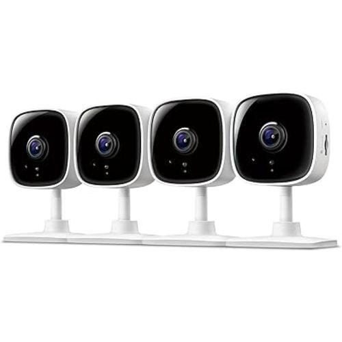Tapo 1080P Indoor Wired Security Camera - Works as a Baby & Pet Monitor, Motion Detection, 2-Way Audio, Siren, Night Vision, Subscription-Free Local or Optional Cloud, Works with Alexa, C100(4-Pack)