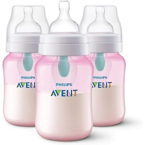 Philips AVENT 9oz Anti-Colic Bottles with AirFree Vent, Pink