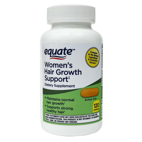 Equate Women's Hair Growth Support Dietary Supplement, 120 Capsules - Promotes Normal Hair Growth and Strong Hair.
