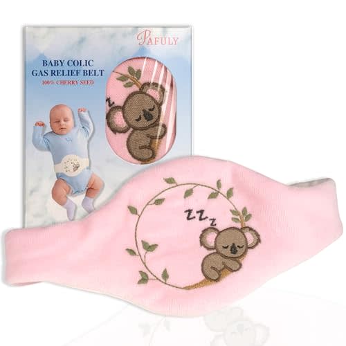 Pafuly Baby Colic Gas and Upset Stomach Relief for Newborns-100% Cherry Seed-Heated Tummy Wrap-Colic Baby Swaddling Belt for Natural Relief–Soothing and Calming (Pink)