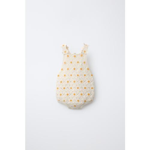 PLAIN CROCHET DAISY ROMPER - Ecru | ZARA United States