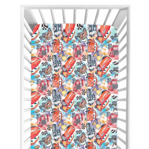 Cars Crib Sheets | Soft Jersey Knit Baby Bedding | Disney Nursery Decor | 28x52 & 24x38 Fitted Crib Sheet
