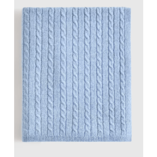 Luxe Cable Knit Cashmere Baby Blanket in Faded Denim