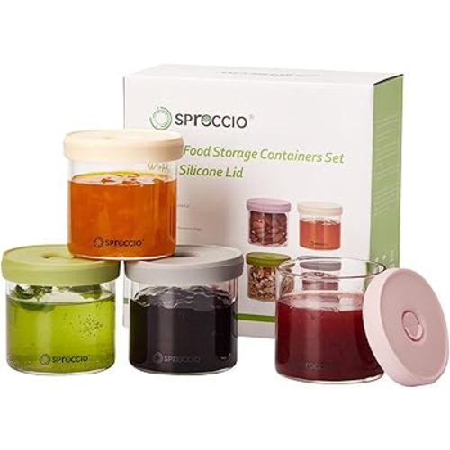 Glass Food Jars - Airtight Dressing Containers with Lids, Perfect for Sauces, Overnight Oats, and Baby Food Storage, Small Glass Jars with Lids, 10oz Pack of 4