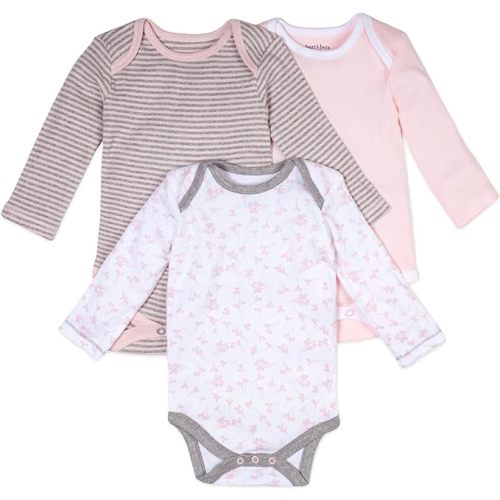 Burt's Bees Baby Bodysuits, 3-Pack Long & Short-Sleeve One-Piece, 100% Organic Cotton