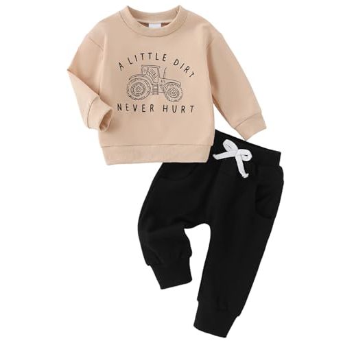 Yvowming Baby Boy Clothes Fall Clothes Truck Print Long Sleeve Pullover Tops + Pant Sets Toddler Winter Outfits