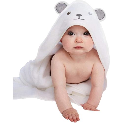 HIPHOP PANDA Hooded Towel - Rayon Made from Bamboo, Bath Towel with Bear Ears for Newborn, Babie, Toddler, Infant - Absorbent Large Baby Towel - Bear, 30 x 40 Inch