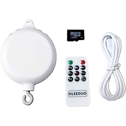 Crib Mobile Motor,Baby Mobile Spinner with Remote and Memory Card,(You can Download Your Favorite Songs),New Type Auto Baby Music Box Crib Music Mobile (TF Card RemoteVversion)