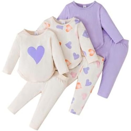 Mioglrie Baby Girl Clothes Infant Fall Outfits Toddler Girl Clothes 6 Pcs Spring Newborn Essentials 3M-3Y Clothing Set