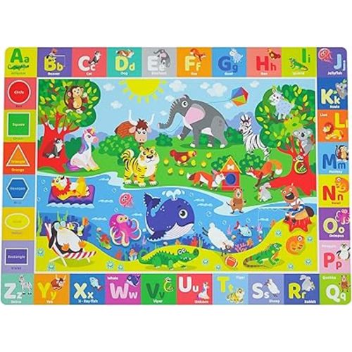 Baby Play Mat for Floor, Non-Slip Playmat for Toddlers & Infants, Extra Thick Large Padded Educational ABC Kids Rug for Crawling & Playing Super Soft Plush Surface to Keep Safe (40"x60")