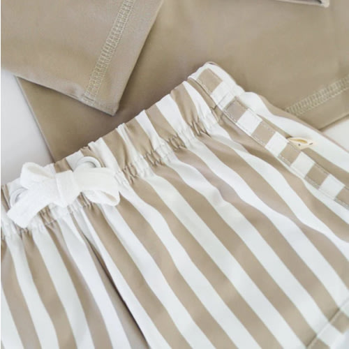 SPF Swim Trunks - Olive Striped