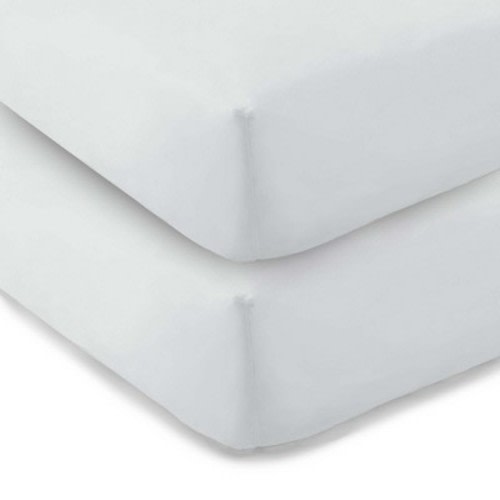 White 400tc Sateen Mini Crib Fitted Sheet Set-2pk - Levtex Home