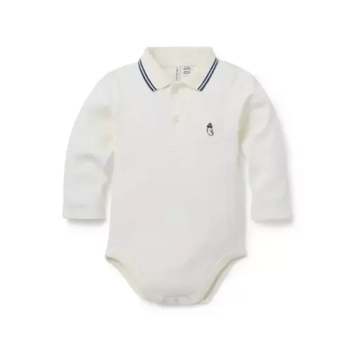 Newborn Cream And Sugar Baby Owl Polo Bodysuit by Janie and Jack