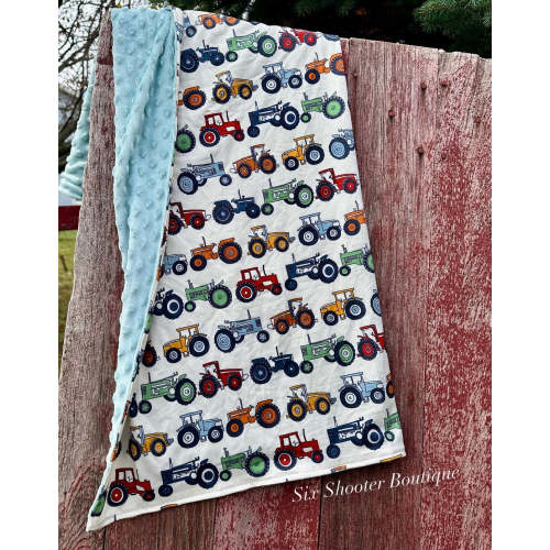 Tractor baby Minky blanket